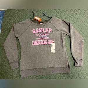 Harley Davidson New pullover with pink and white lettering from Gainesville Fl